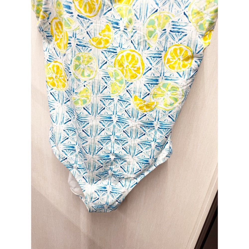 NWT Lands End Limes & Lemons Bandeau One-Piece Swimsuit Tummy Control, Size 18 - Picture 4 of 11